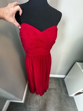 Ralph Lauren Strapless Ruched Red Maxi Dress